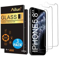 Ailun for Apple iPhone 11 Pro/iPhone Xs/iPhone X Screen Protector 3 Pack 5.8Inch Display Tempered Glass 2.5D Edge Advanced HD Clarity Work Most Case