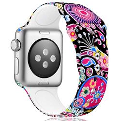 KOLEK Floral Bands Compatible with Apple Watch 42mm 44mm, Silicone Fadeless Pattern Printed Replacement Bands for iWatch Series 4 3 2 1, Colorful Jellyfish, M, L