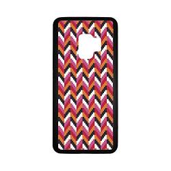 Geometric Rubber Phone Case,Pixel Art Style Stripes Three Dimensional Pattern Colorful Herringbone Design Decorative Compatible with Samsung Galaxy S9,One Size