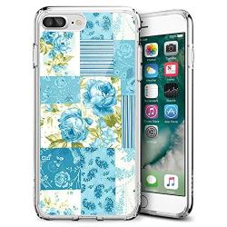 iPhone 7 8 Case, Blue Flower Shock-Absorption TPU Rubber Bumper iPhone 7 8 Case, Ultra Thin Slim Protective Cover for iPhone 7 8-Clear