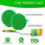 Kitchen Bottle Brush Cleaner Set w/Silicone Scrubbing Pads (3 Pc. Set) Long Handle, Dish, Glass, Silicone Kitchen Cleaning Set Accessory | Water, Tumbler, Cup, Pot, Pan | BPA Free, Food-Grade Safe