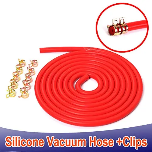 BLACKHORSE-RACING 10 Feet 5/16"(8mm) High Performance Silicone Vacuum Hose + 10 Pcs 12mm Spring Clips Fuel Hose Line Water Pipe Clamps Fasteners