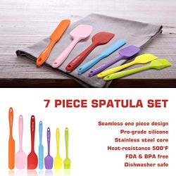 Silicone Spatula 7-piece Set, Umite Chef Mini Rubber Spatula Set-Versatile Tools Created for Baking and Mixing-One Piece Design, Non-Stick & Heat Resistant-Stainless Steel Core (Multicolor)