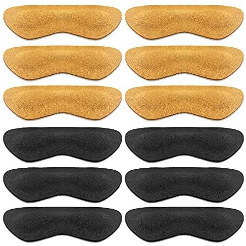 6 Pairs Leather Heel Cushion Inserts - Reusable Soft Shoe Pads & Self-Adhesive Foot Care Protector Grips Liners Loose Shoes - Heel Pain Relief Bunion Callus Blisters(Thick)