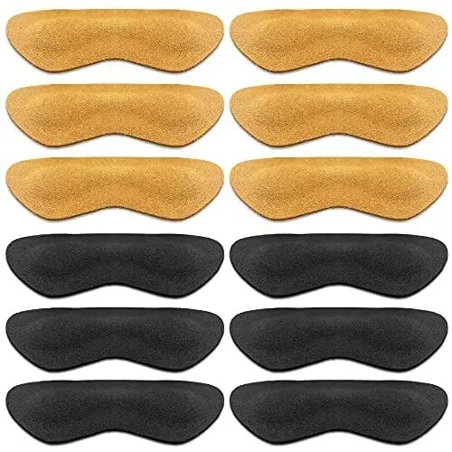 6 Pairs Leather Heel Cushion Inserts - Reusable Soft Shoe Pads & Self-Adhesive Foot Care Protector Grips Liners Loose Shoes - Heel Pain Relief Bunion Callus Blisters(Thick)