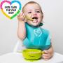 Baby Feeding Set | Silicone Bib Plates Bowls Spoons | Divided Plate Suction Bowl & Soft Spoon Aids Self Feeding | Adjustable Bib Easily Wipe Clean | Spend Less Time Cleaning Up After Toddler/Babies