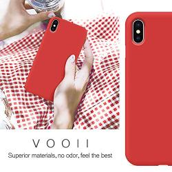 Vooii iPhone Xs Case, iPhone X Case, Soft Liquid Silicone Slim Rubber Full Body Protective iPhone Xs/X Case Cover (with Soft Microfiber Lining) Design for iPhone X iPhone Xs - Red