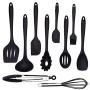 10 Sets of Silicone Heat-Resistant Silicone Kitchen Utensil Set Silicone Non-Stick Pan Kitchenware Health Safe (Black)