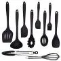 10 Sets of Silicone Heat-Resistant Silicone Kitchen Utensil Set Silicone Non-Stick Pan Kitchenware Health Safe (Black)