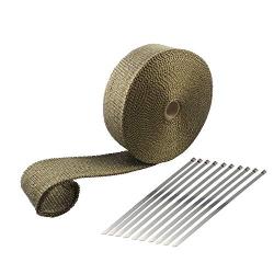 ARTR Titanium Lava Fiber 2 Inch x 50 Feet Exhaust Header Wrap Kit with 10pcs 11.8 Inch Stainless Locking Ties