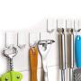 MOVEmen Hooks 8Pcs Bathroom Kitchen Self Adhesive Hook Towel and Robe Brushed Stainless Steel Jewelry Stand Kitchenware Storage Rack Keychain Hook Home Decoration Wallet Handbag Hook (A)
