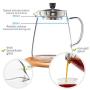 Glass Teapot Kettle with Infuser - Loose Leaf Tea Pot 32oz - Stovetop Safe Clear Tea Maker - Tea Pot Strainer for Blooming, Flowering, Loose tea - Sleeve for Warmer Tea, Coaster & E-Book