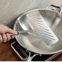 BAIXI 304 Stainless Steel Fried Fish Shovel Widened Thick Long Handle Fish Shovel Household Kitchenware 32 21Cm , Silicone Handle Money