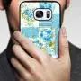 Samsung Galaxy S7 Case, Blue Flower Shock-Absorption TPU Rubber Bumper Samsung Galaxy S7 Case, Ultra Thin Slim Protective Cover for Samsung Galaxy S7-Black