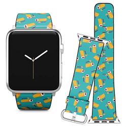 Compatible with Apple Watch (38/40 mm) // Leather Replacement Bracelet Strap Wristband + Adapters // Kitchenware Paper Flat Iconeps10