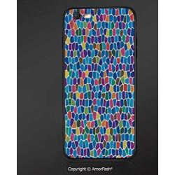 Printing Compatible with Apple iPhone 6/iPhone 6S,4.7",Anti-Scratch Back,Modern Decor,Vivid Rainbow Colored Mosaic Design Shapes in Blue Yellow Green Orange Red Art,Multicolor
