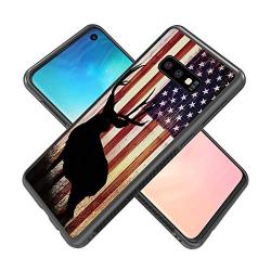 Samsung Galaxy S10e Case with American Flag Pattern Whimsical Design Bumper Black Soft TPU and PC Protection Anti-Slippery &Fingerprint Case for Samsung Galaxy S10e