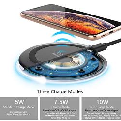 Yootech Wireless Charger, Qi-Certified 10W Max Wireless Charging Pad with QC3.0 AC Adapter, Compatible with iPhone 11/11 Pro/11 Pro Max/Xs MAX/XR/XS/X/8,10W for Galaxy Note 10/Note 10 Plus/S10