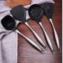 Kitchenware Utensils Set 4 Piece Premium Silicone Stainless steel Heat Resistant Non-Stick Cooking Professional Tools Black