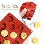 Silicone Molds, DIY Kitchenware Baking Tray, Round Waffle Baking Pan for Cookie Chocolate Candy Making Red(2 pcs)