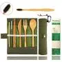 Bamboo Utensils Cutlery Set BEWBOW ? Reusable Cutlery Travel Set ? Eco-Friendly Wooden Silverware for Kids & Adults ? Outdoor Portable Utensils with Case ? Bamboo Spoon, Fork, Knife, Brush, Chopsticks