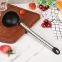Silicone Cooking Utensils Kitchen Utensil, Silicone Kitchenware Non-Stick Cooking Utensils with Stainless Steel Handle - Soup Spoon
