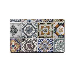 YOLIYANA Modern Stylish Doormat,Antique Style Classic Tiles Pattern Folkart Kitchenware Home Design Art for Door,29" Lx17 W