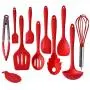 IMLUCKY Kitchen Utensils, Silicone Heat-Resistant Non-Stick Kitchen Utensil Set Cooking Tools 10+1 Piece,Turner, Whisk, Spoon,Brush,spatula, Ladle Slotted turner, Tongs, Pasta Fork and Spoon Rest