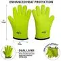 AYL Silicone Cooking Gloves - Heat Resistant Oven Mitt for Grilling, BBQ, Kitchen - Safe Handling of Pots and Pans - Cooking & Baking Non-Slip Potholders - Internal Protective Cotton Layer