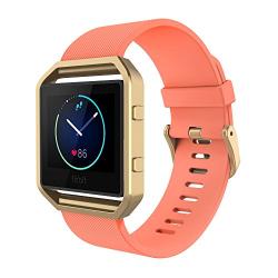 Simpeak for Fitbit Blaze Bands with Frame, Silicone Replacement Band Strap with Frame Case for Fit bit Blaze Smart Fitness Watch, Small/Large