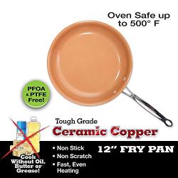 WJSW Non-Stick Copper Frying Pans, Ceramic Coating, Round Aluminum Saute Pan for Gas, Electric and Induction Cooktops,Oven Safe (24cm)