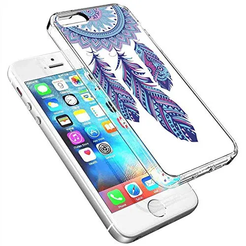 Apple iPhone 5S Feather Wind Chime Clear Corner Case (2013) or iPhone 5 Case (2012) or iPhone SE Case (2016) (5.5-Inch) Flexible