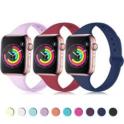 Zekapu Sport Band Compatible for Apple Watch 38mm 42mm 40mm 44mm, Soft Silicone Narrow Slim Sport Replacement Wristband for iWatch Series 5, Series 4, Series 3, Series 2, Series 1 Women