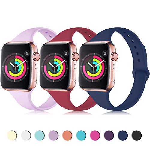 Zekapu Sport Band Compatible for Apple Watch 38mm 42mm 40mm 44mm, Soft Silicone Narrow Slim Sport Replacement Wristband for iWatch Series 5, Series 4, Series 3, Series 2, Series 1 Women