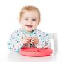 Bumkins Silicone Grip Dish, Suction Plate, Divided Plate, Baby Toddler Plate, BPA Free, Microwave Dishwasher Safe ? Red
