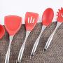 Red 304 Stainless Steel Silicone Kitchenware High Temperature Non-stick Pan Spatula Spoon Cooking Spoon Shovel Set