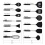 Kitchen Utensil Set, 13 Silicone Cooking Utensil Set, Silicone Utensil Spatula Set for Nonstick Cookware, ChicAid Kitchen Gadgets with Silicone Stainless Steel Handles(black, 13pcs)