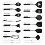 Kitchen Utensil Set, 13 Silicone Cooking Utensil Set, Silicone Utensil Spatula Set for Nonstick Cookware, ChicAid Kitchen Gadgets with Silicone Stainless Steel Handles(black, 13pcs)
