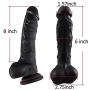 GVN 8 Inch Silicone D-i-l-d-o with Handsfree Suction Cup Male Toys. (black)