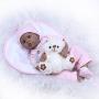 icradle Dolls 20 inch NPK Biracial Reborn Baby Doll African American Boy Girl Cute Realistic Baby Black Skin Kids Toys (Pink)
