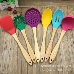 SKYyao Kitchen utensil set Wooden handle Silicone cookware non-stick cookware set kitchenware cooking kitchen products Set Silicone