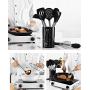JunbosiKitchenware Kitchen Tools Stainless Steel Pipe Handle Silicone Kitchenware High Temperature Silicone Kitchenware 8 Piece Set