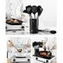 JunbosiKitchenware Kitchen Tools Stainless Steel Pipe Handle Silicone Kitchenware High Temperature Silicone Kitchenware 8 Piece Set