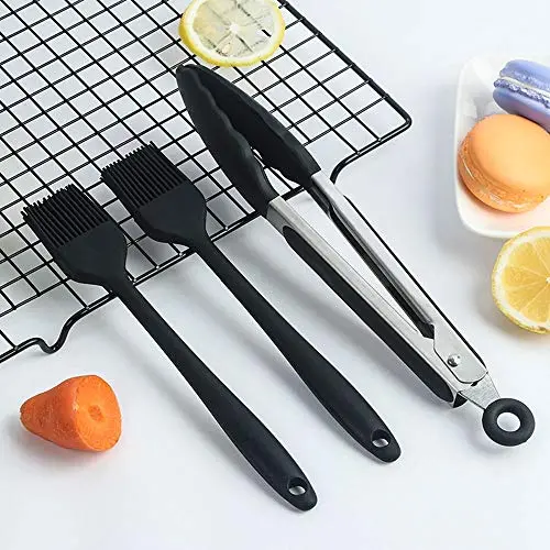 KIYYI High Temperature Resistant Anti-scalding Silicone Clip Food Bread Clip Silicone Brush Butter Brush Baking Set 3 Piece Set Silicone Kitchenware Set