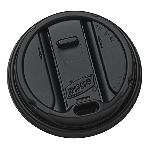 Dixie 10-20 oz. Reclosable Plastic Hot Coffee Cup Lid by GP PRO (Georgia-Pacific), Black, TP9542B, 1,000 Count (100 Lids Per Sleeve, 10 Sleeves Per Case)