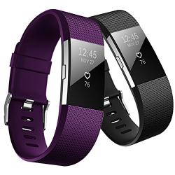 Hanlesi Bands Compatible with Fitbit Charge 2, Soft Silicone Breathable Fashion Sport Strap for Fit bit Charge2 Replacement Original Accessory