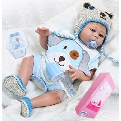 NPKDOLL 22" Lifelike Reborn Baby Boy Dolls Silicone Full Body Eyes Open Baby Reborn Dolls Anatomically Correct Real Baby Doll Washable