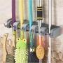 Hli-SHJHsmu Broom Mop Holder Wall Mounted 5 Position Tool Storage Tool Rack Utility Holder Gallows Utility Gray Broom Holder
