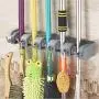 Hli-SHJHsmu Broom Mop Holder Wall Mounted 5 Position Tool Storage Tool Rack Utility Holder Gallows Utility Gray Broom Holder