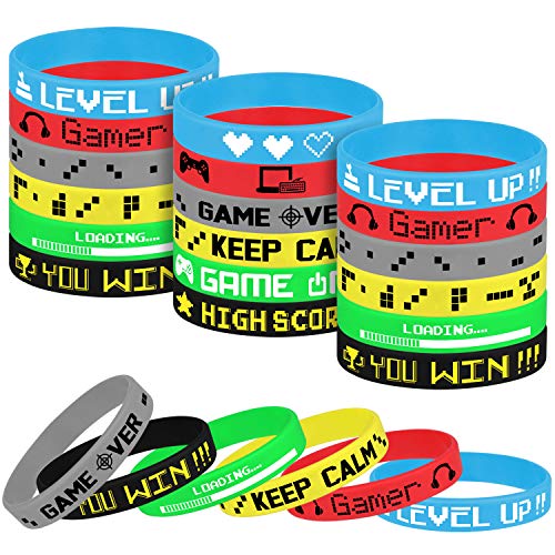 TUPARKA 18 Pcs Video Game Wristbands Rubber Bracelet Game Party Wristbands Supplies for Birthday Party Baby Shower Party Favors, 6 Styles